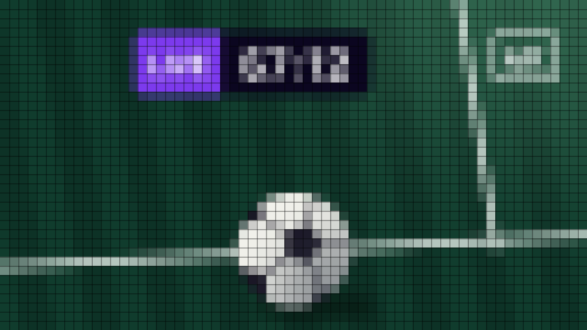 The same patch at 1080p: a quarter of the pixels, so the clock digits and the seams break into blocks
